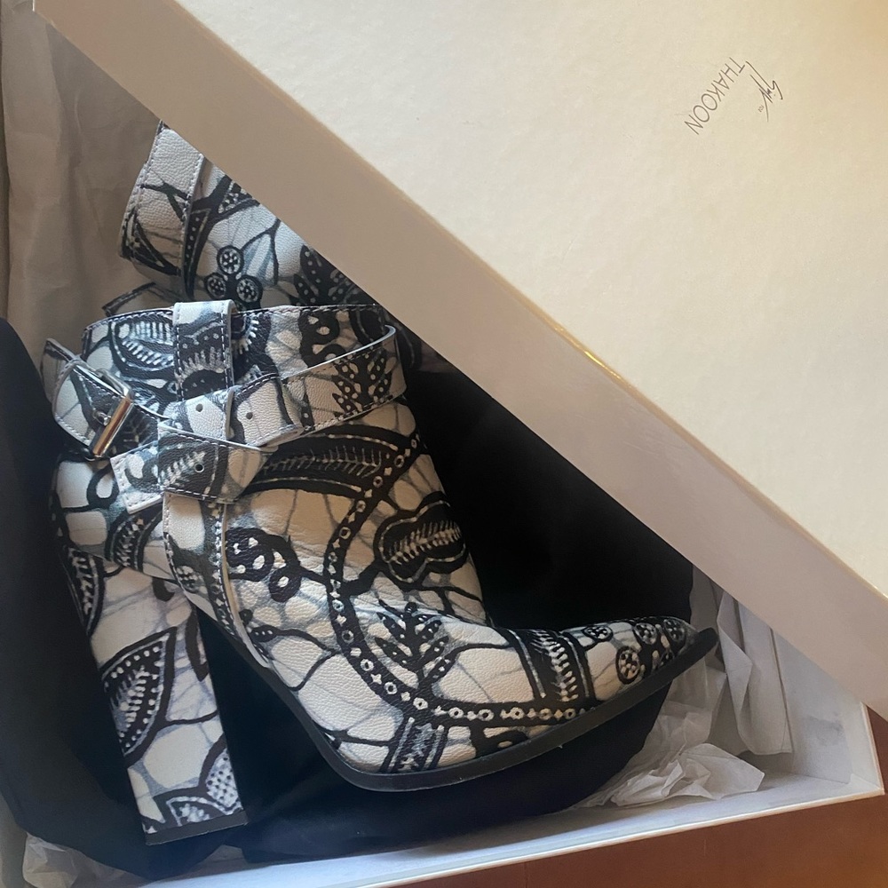 Thakoon x Giuseppe Zanotti hand painted leather booties
